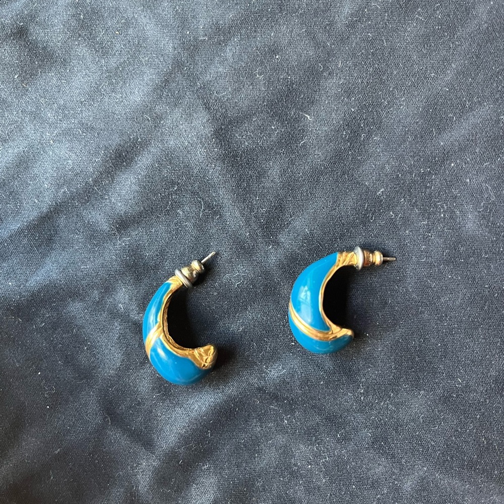 Monet Blue and Gold Teardrop Earrings